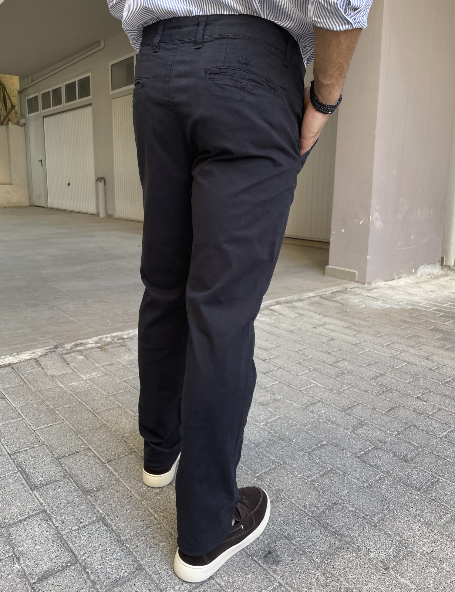 Ανδρικό μαύρο παντελόνι καπαρντίνα Chinos BO1909M φωτογραφία